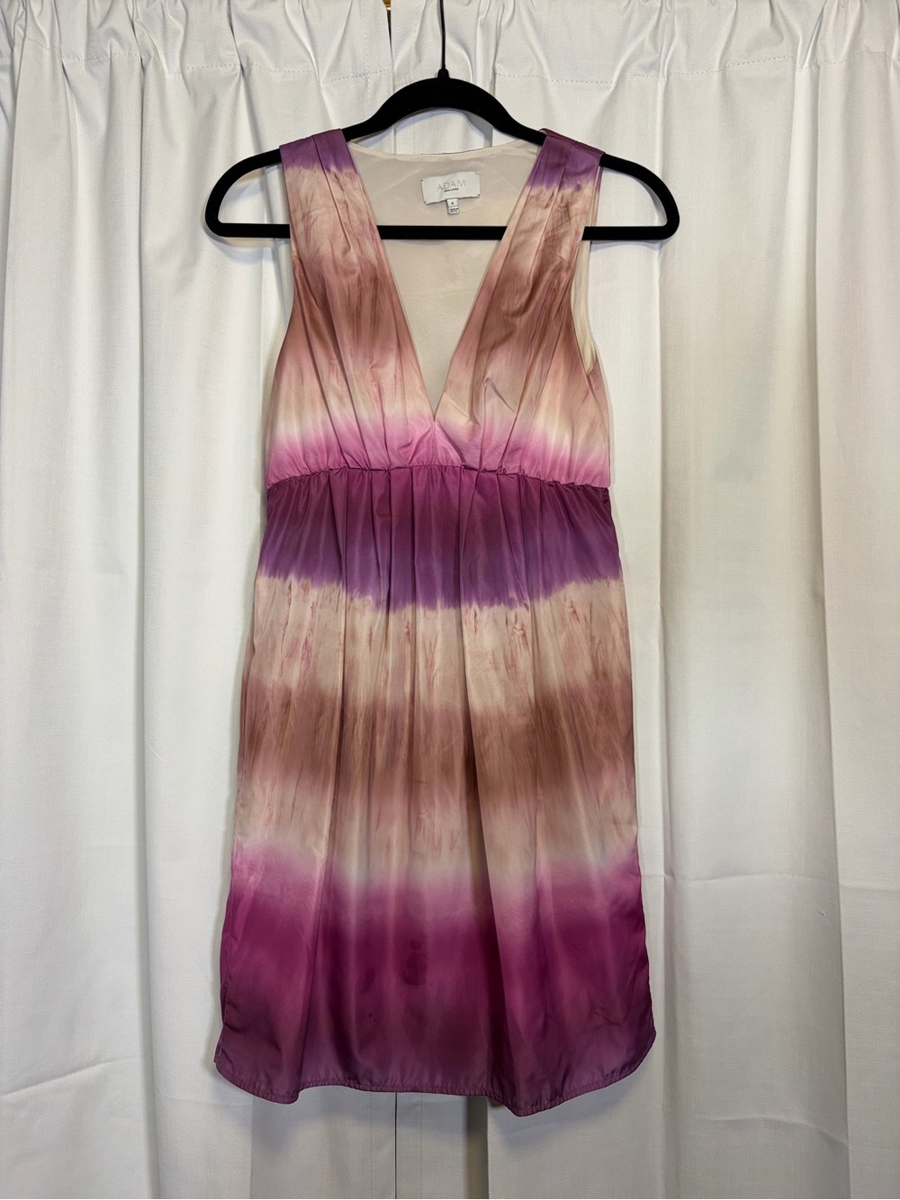 Adam Adam Lippes Burgundy Purple Tie Dye V Neck Mini Dress. Size 4. Retail $400